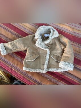 Zara Tan Faux-Suede Sherpa-Lined Kids Jacket